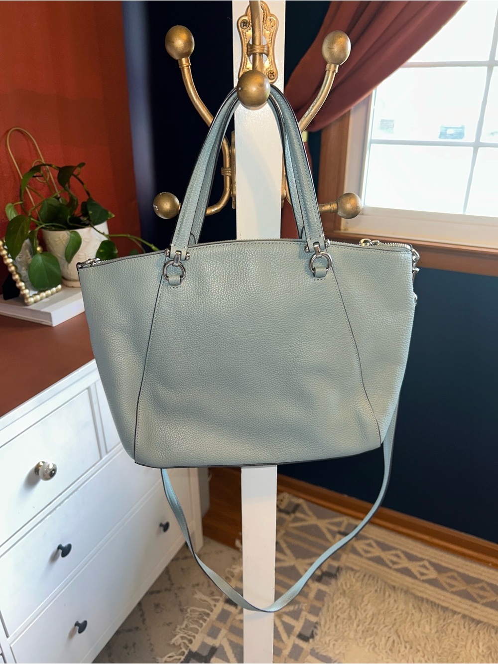 Coach Pebbled Leather Satchel in Pale Blue - Picture 2 of 6